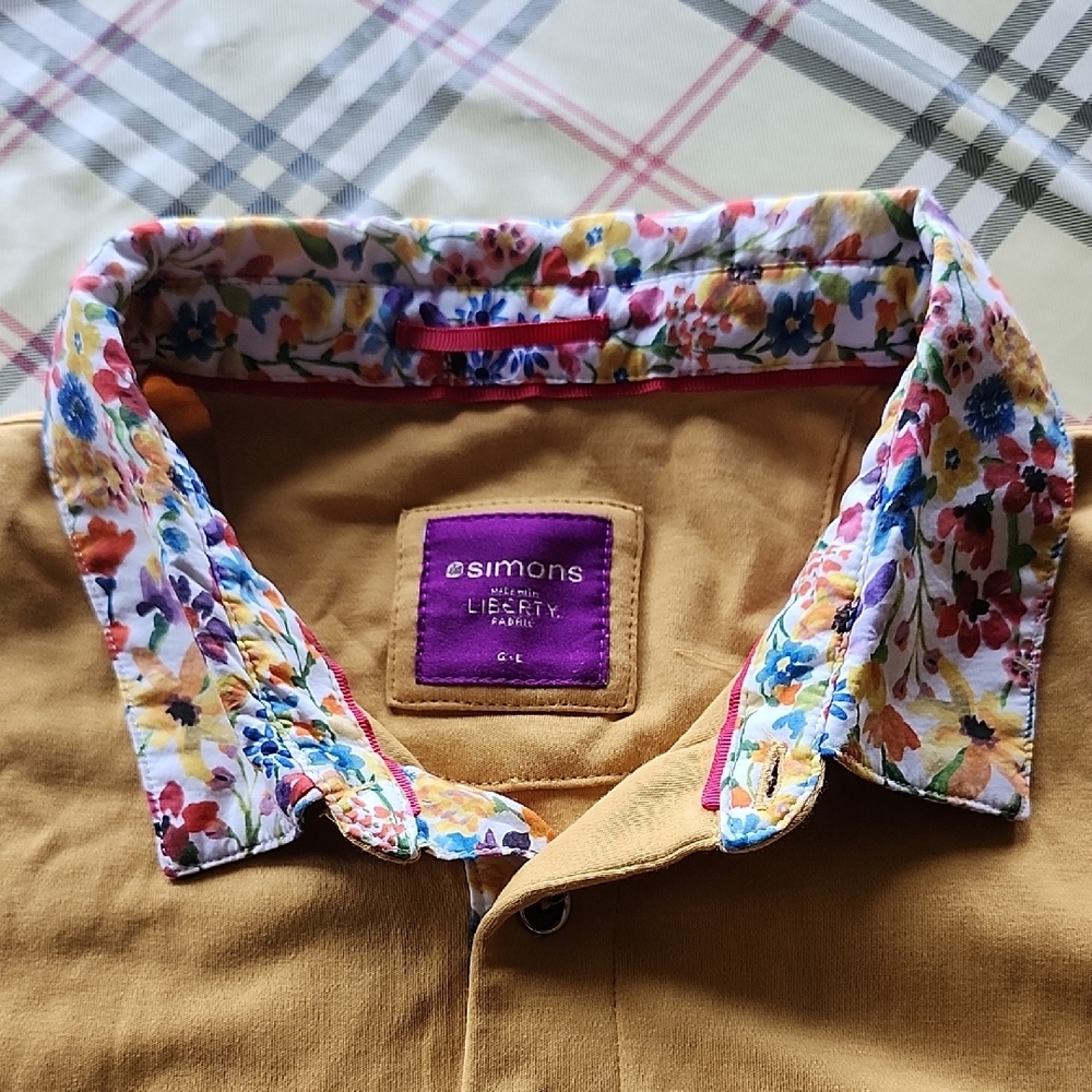 Simons Polo Top Liberty Fabric Floral Gold Size L Large